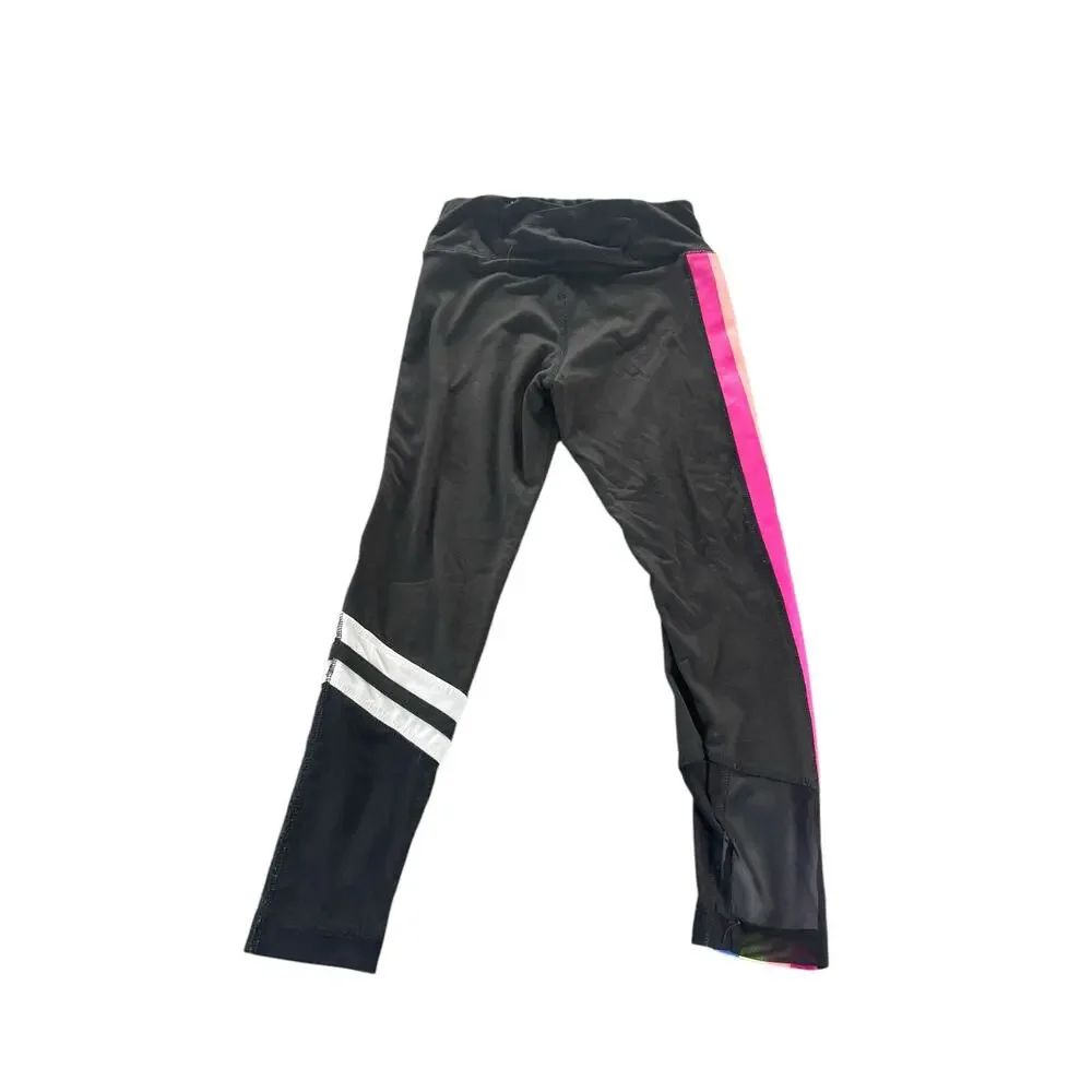 Justice Sports Black Rainbow Striped Athletic Leggings Youth Size Small